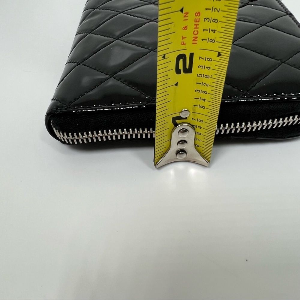 Chanel Quilted Black Patent Leather Zip Around Wallet - Picture 9 of 9